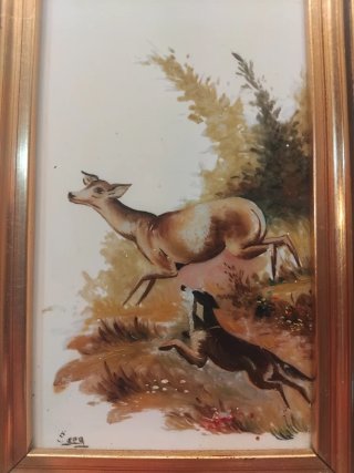 Quadri vintage cervi e cane