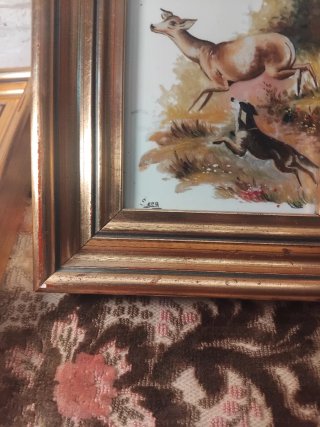 Quadri vintage cervi e cane