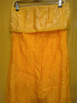 Vestido fiesta palabra de honor naranja