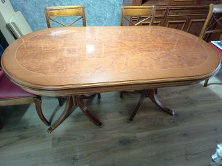 Comedor 4x2.36m con mesa 1.7m + 2 alargues y 6 sil