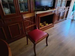 Comedor 4x2.36m con mesa 1.7m + 2 alargues y 6 sil