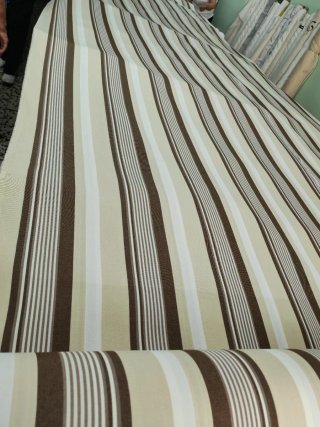 Cortina Toldos Impermeable Rayas Beige/Marrón