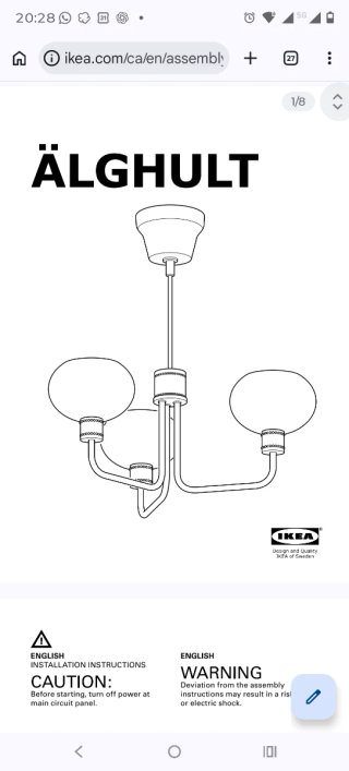 Lámpara colgante Ikea ALGHULT 3 focos