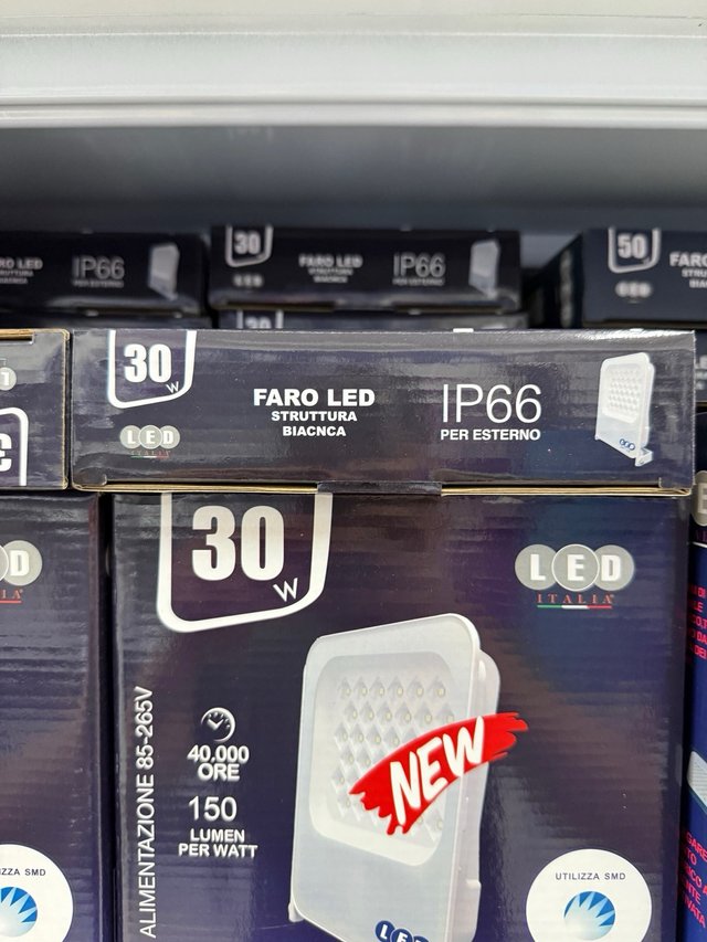 Faro LED Esterno 30W IP66 Struttura Bianca