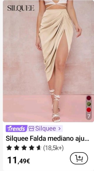 Falda Silquee beige drapeada con abertura