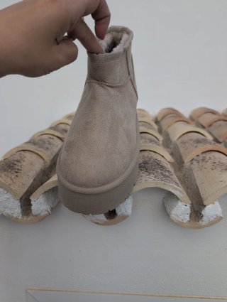 Botín beige de pelo