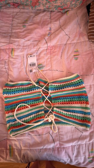 Top crop crochet MANGO con etiqueta Talla M (Nuevo
