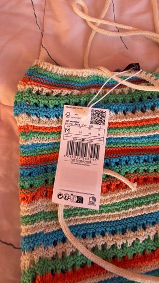 Top crop crochet MANGO con etiqueta Talla M (Nuevo