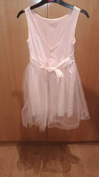 Vestido fiesta niña boda comunión rosa crema