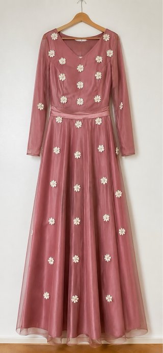 Vestido Exclusivo Rosa Nude con Flores – T38