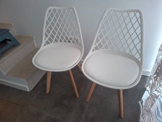 Juego 4 Sillas Diseño Blanco Madera