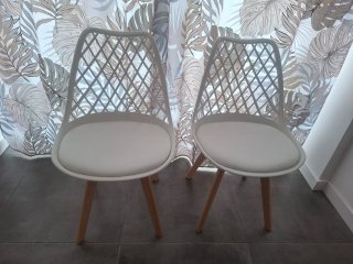 Juego 4 Sillas Diseño Blanco Madera