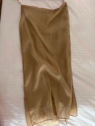 Falda Massimo Dutti Seda Beige