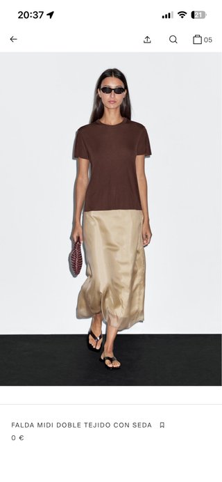 Falda Massimo Dutti Seda Beige