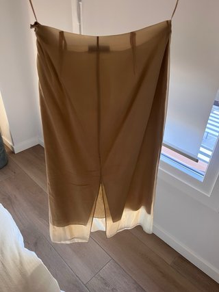 Falda Massimo Dutti Seda Beige