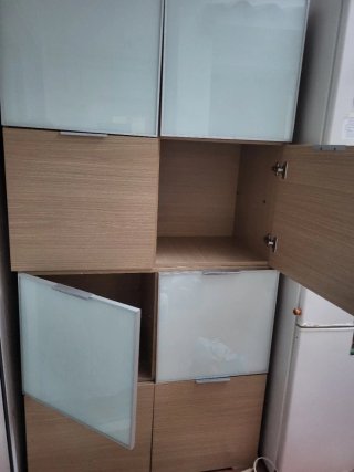 Mueble TV madera y cristal amplio