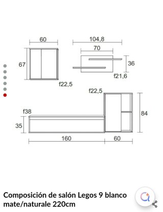Mueble de salón Lego 9 blanco/natural 220cm