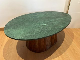 Mesa centro mármol verde y madera acacia