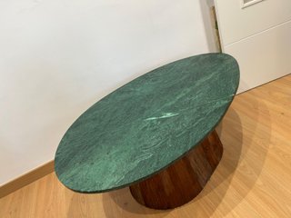 Mesa centro mármol verde y madera acacia
