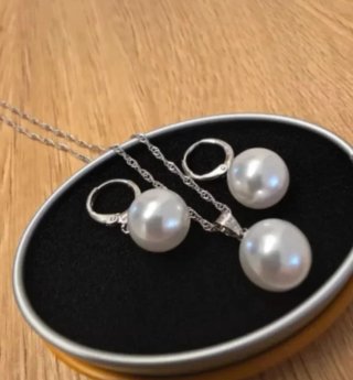 Set parure gioielli argento 925 perla bianca