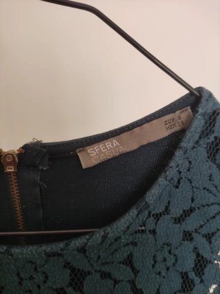 Vestido Sfera Teal Encaje Cremallera