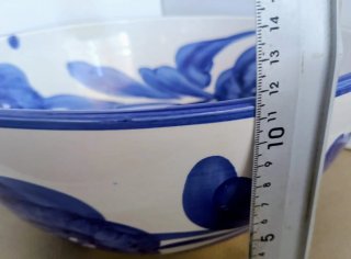 Bol/frutero grande cerámica azul y blanco