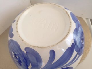 Bol/frutero grande cerámica azul y blanco