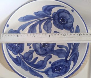Bol/frutero grande cerámica azul y blanco