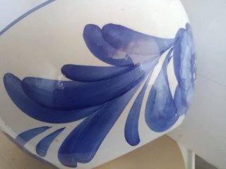 Bol/frutero grande cerámica azul y blanco