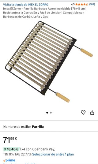 Parrilla Barbacoa El Zorro 76x41cm