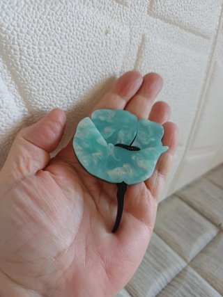 Spilla fiore celeste grande