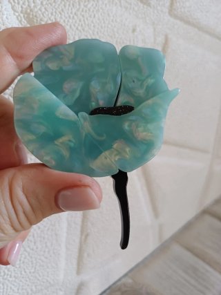 Spilla fiore celeste grande