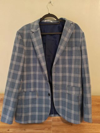 Chaqueta de cuadros azul y negra