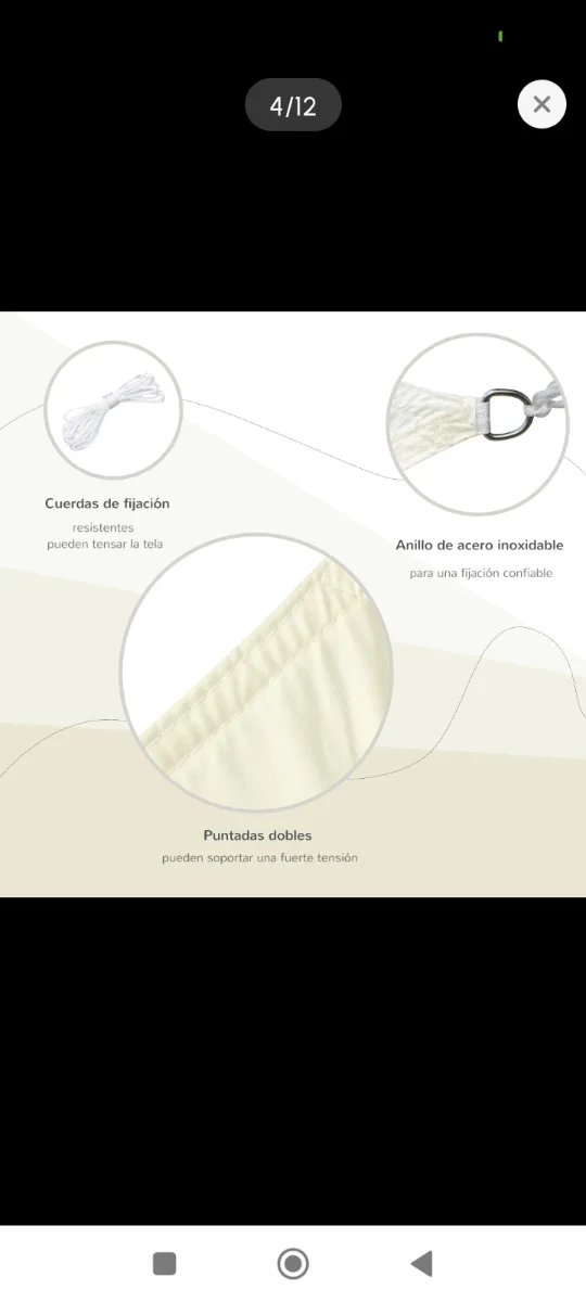 Tenda a Vela Rettangolare 4x3m Beige