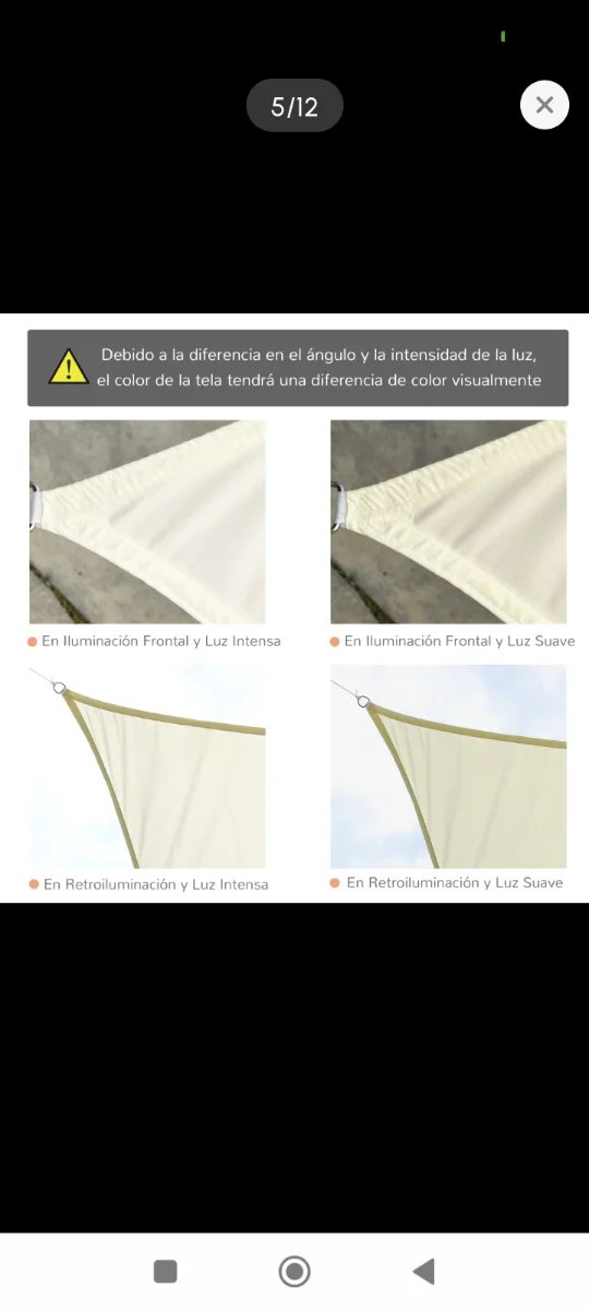 Tenda a Vela Rettangolare 4x3m Beige