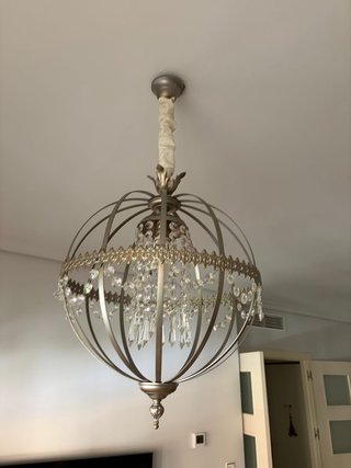 Lámpara colgante de cristal y metal