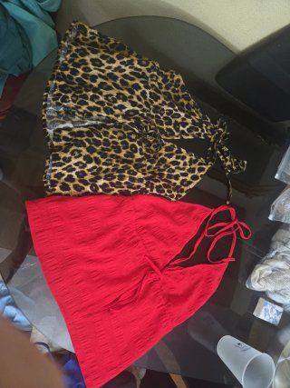 Blusa con estampado animal print y roja