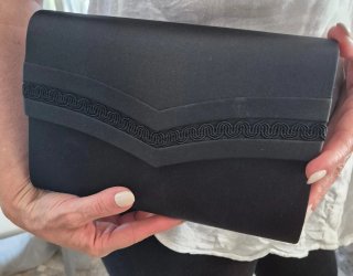 Tocado y bolso ceremonia negro