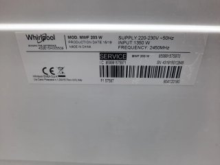 Microondas Whirlpool Sin Plato