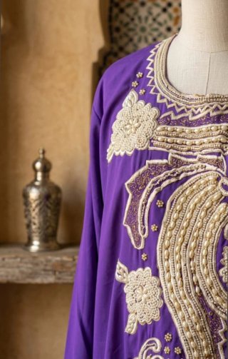 Gandoura Marroquí Morada Unisex (Túnica/Chilaba).