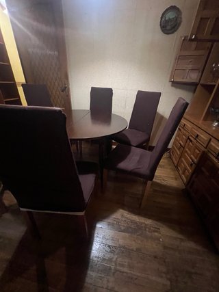 Tavolo da pranzo estensibile e 6 sedie vintage
