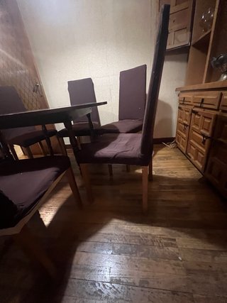 Tavolo da pranzo estensibile e 6 sedie vintage