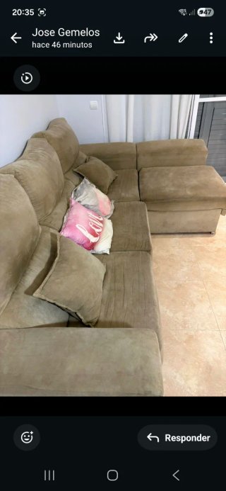 Sofá chaise longue tela marrón