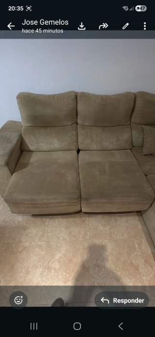 Sofá chaise longue tela marrón