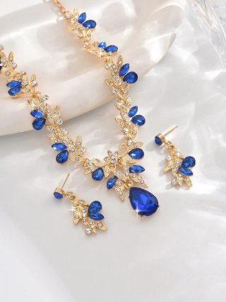 Conjunto de  Tiara con Circonitas Azules Zafiro