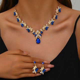Conjunto de  Tiara con Circonitas Azules Zafiro