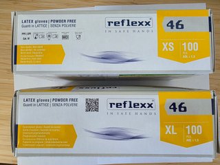 Guantes látex Reflexx 46 sin polvo 100 uds XS