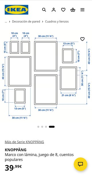 NUEVO Pack 8 cuadros KNOPPÄNG IKEA Negro