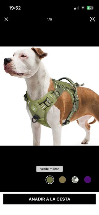 Arnés para perro verde militar