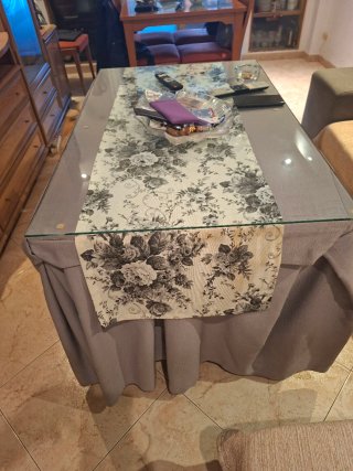 Mesa Camilla Cristal y Tela